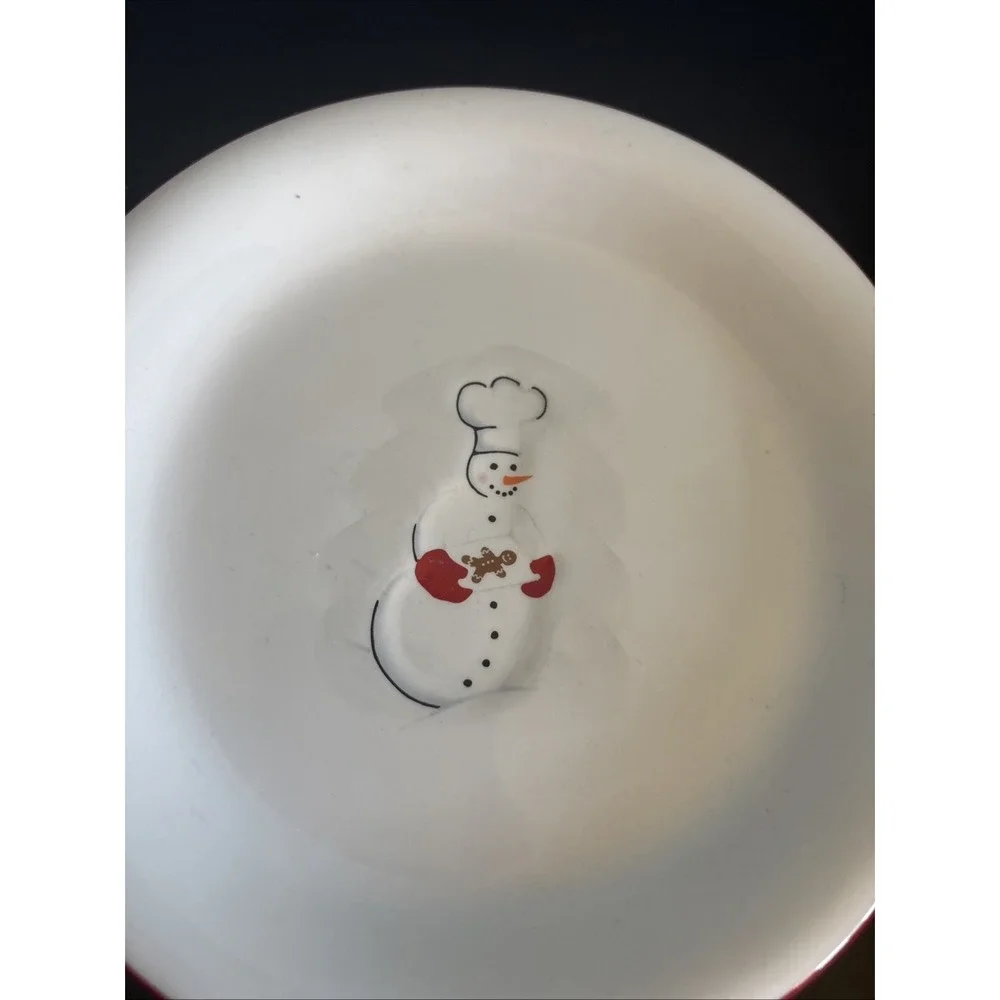 WILLIAMS SONOMA Snowman Chef Appetizer Dessert Cheese Plates 6.25
